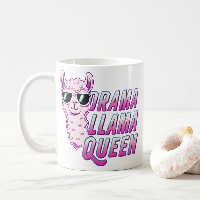 Drama Llama Queen Cute Llama med solglasögon Kaffemugg (Med munk)