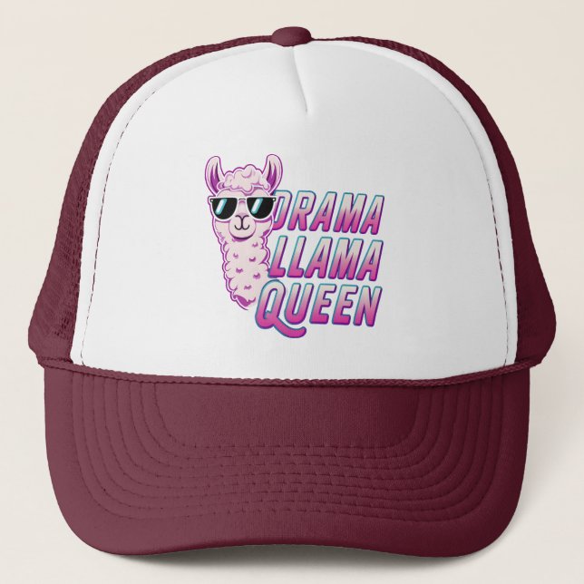 Drama Llama Queen Cute Llama med solglasögon Keps (Framsida)