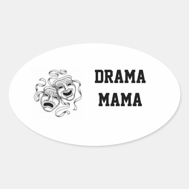 Drama Mamma Sticker Ovalt Klistermärke (Framsida)