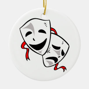 Drama masker julgransprydnad keramik