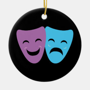 Drama Masks Julgransprydnad Keramik