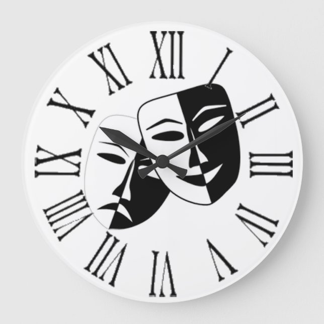 DRAMA MASKS ROMAN NUMERALS CLOCK STOR KLOCKA (Framsida)