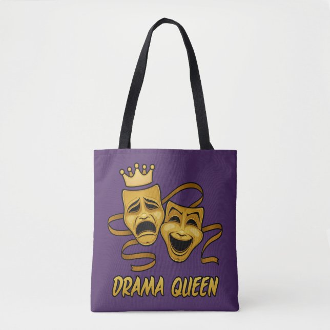 Drama Queen Comedy och Tragedy Guld Theatormask Tygkasse (Framsida)