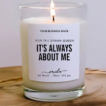 Drama Queen Funny Candle-etikett