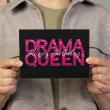 Drama Queen Rosa Glitter födelsedagskort