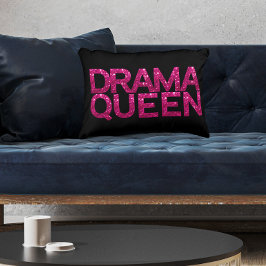 Drama Queen Shock rosa Glitter Prydnadskudde