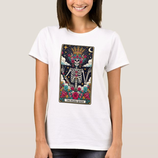 Drama Queen Skeleton Tarot T Shirt (Framsida)