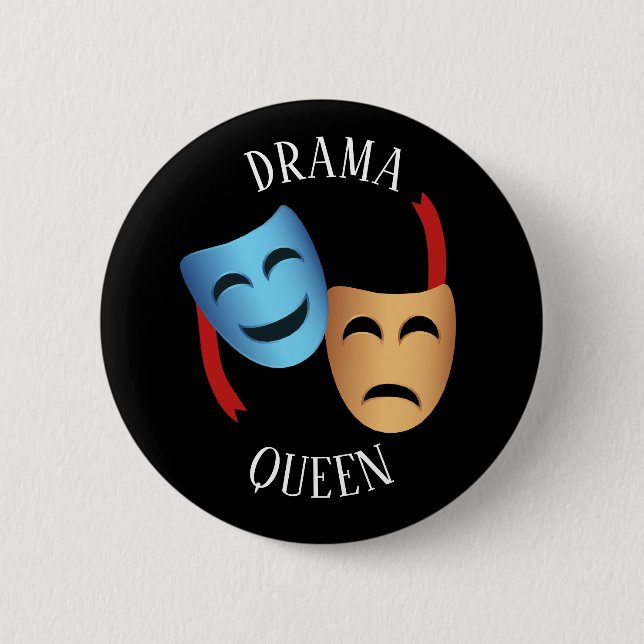 "Drama Queen" Theater Masks Emoji Theater Älskarna Knapp (Framsida)