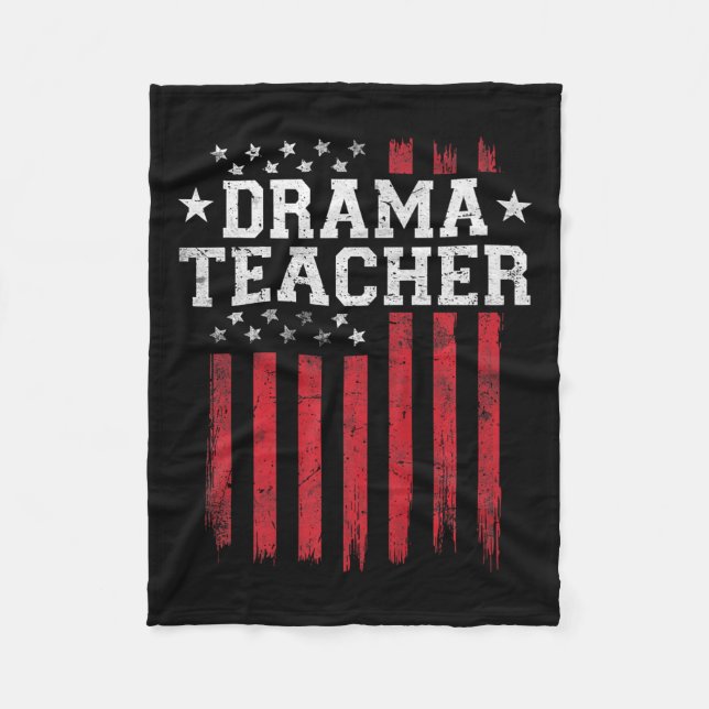 Drama Teacher Proud American Flagga Usa Patriot Pa Fleecefilt (Framsidan)