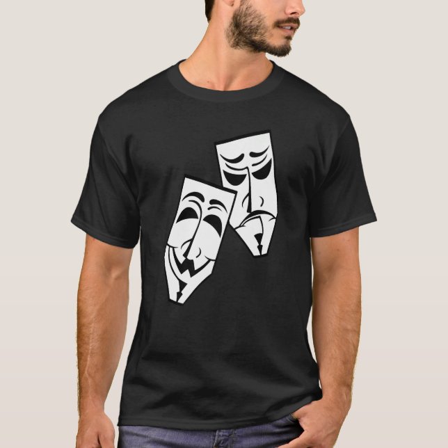 Drama Theater Masks Comedy and Tragedy  1 T Shirt (Framsida)