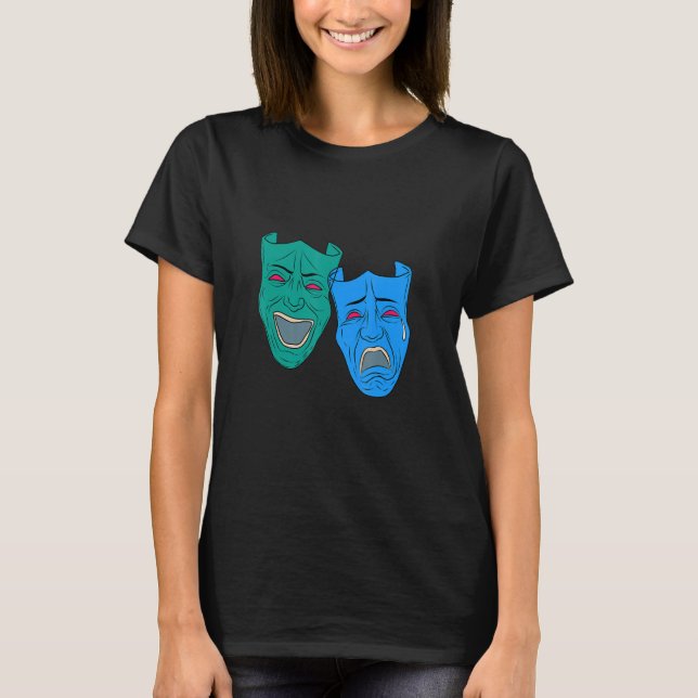 Drama Theater Masks Comedy and Tragedy 1 T Shirt (Framsida)