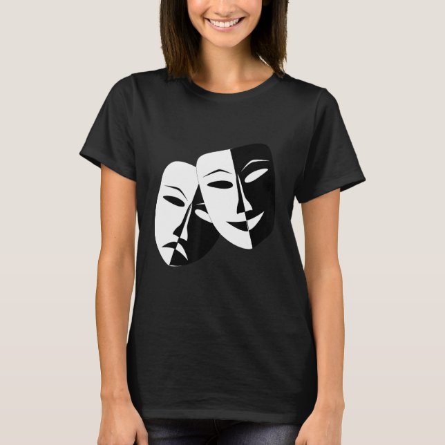 Drama Theater Masks Comedy and Tragedy T Shirt (Framsida)