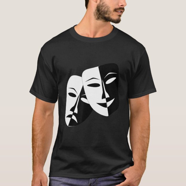 Drama Theater Masks Comedy and Tragedy T Shirt (Framsida)
