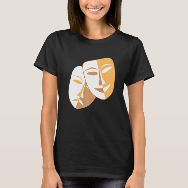 Drama Theater Masks Comedy och Tragedy T Shirt (Framsida)
