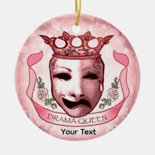 Dramadrottning Skådespelare Mask Julgransprydnad Keramik