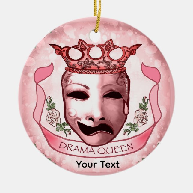 Dramadrottning Skådespelare Mask  Julgransprydnad Keramik (Framsidan)