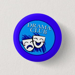 Dramaklubbemblem i blått knäppas knapp