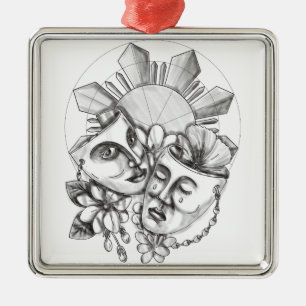 Dramat maskerar hibiskusSampaguita blomma Julgransprydnad Metall