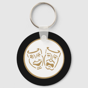 Dramat maskerar (vit & guld) nyckelring