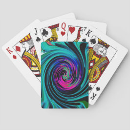 Dramatic Black and Turcos Abstrakt Retro Twirl Casinokort