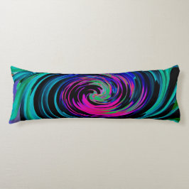 Dramatic Black and Turcos Abstrakt Retro Twirl Kroppskudde