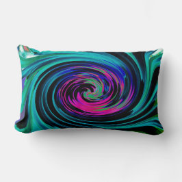 Dramatic Black and Turcos Abstrakt Retro Twirl Lumbarkudde