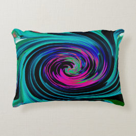 Dramatic Black and Turcos Abstrakt Retro Twirl Prydnadskudde