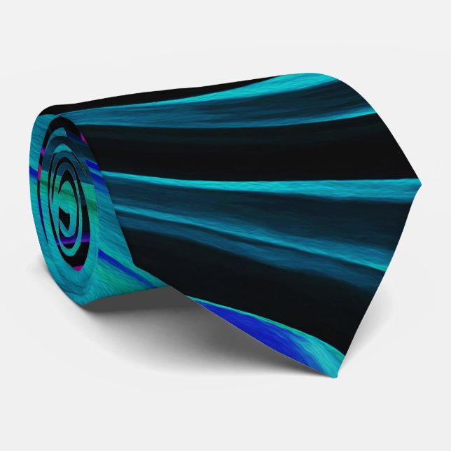 Dramatic Black and Turcos Abstrakt Retro Twirl Slips (Rullad)