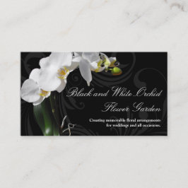 Dramatic Black and White Orchid Flower with Swirl Visitkort