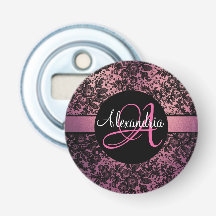 Dramatic Black Blommigt Rosa Monogram