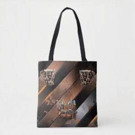 Dramatic Black & Copper Verktyg Mugg Shoulder Tote Tygkasse