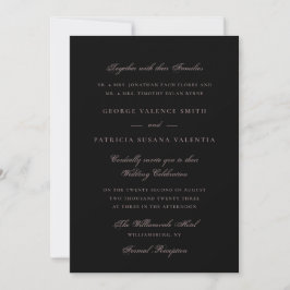 Dramatic Black Forme Calligraphy Elegant bröllop Inbjudningar