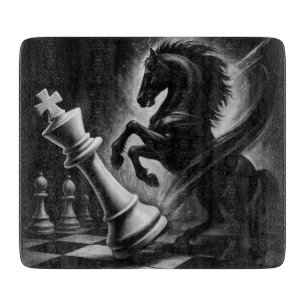 Dramatic Black Horse vs. Kung - Bold Chess Artwork