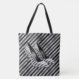 Dramatic Black Rand Shoe Large Shoulder Tote Tygkasse