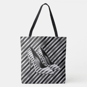 Dramatic Black Rand Shoe Large Shoulder Tote Tygkasse