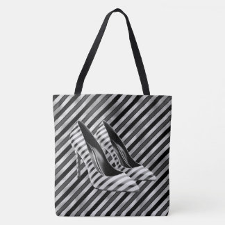 Dramatic Black Rand Shoe Large Shoulder Tote Tygkasse