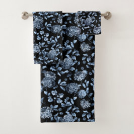 Dramatic Black Silver Blue Blommigt