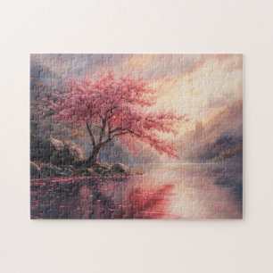 Dramatic Cherry Blommar Träd Art Pussel