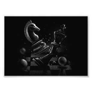 Dramatic Chess Monochrom Fototryck