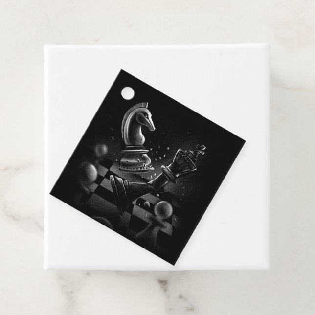 Dramatic Chess Monochrom Gåvor Etiketter (På plats)
