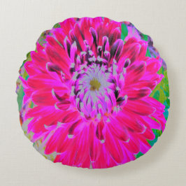 Dramatic Crimson Red and Rosa Dahlia Flower Rund Kudde