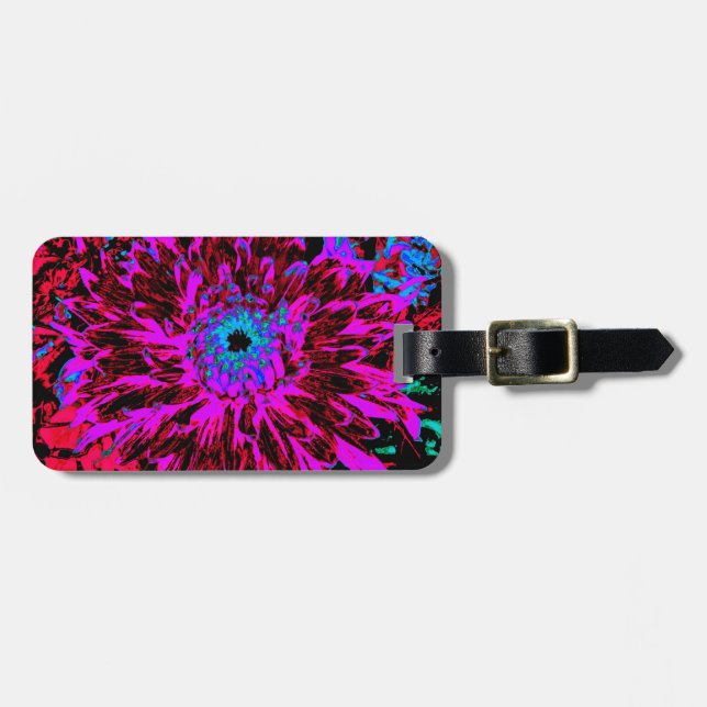 Dramatic Crimson Red, Lila and Black Dahlia Bagagebricka (Horisontell Framsida)