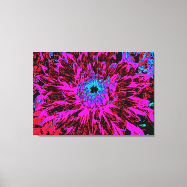 Dramatic Crimson Red, Lila and Black Dahlia Canvastryck (Framsida)