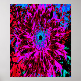 Dramatic Crimson Red, Lila and Black Dahlia Poster