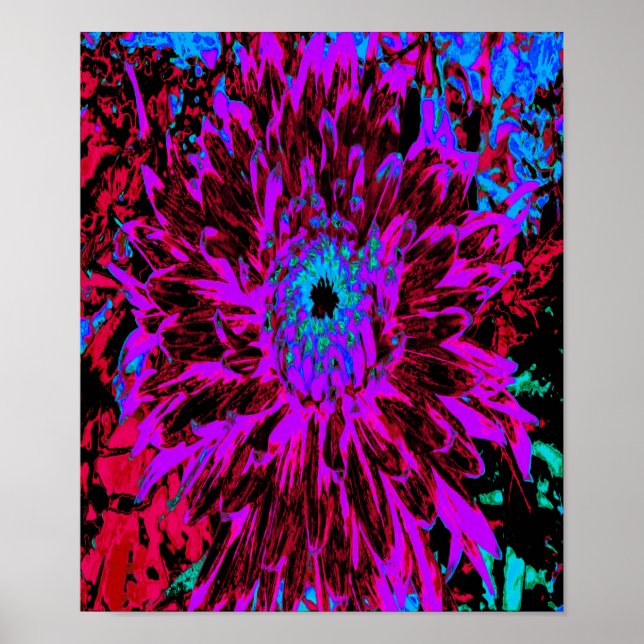 Dramatic Crimson Red, Lila and Black Dahlia Poster (Framsidan)