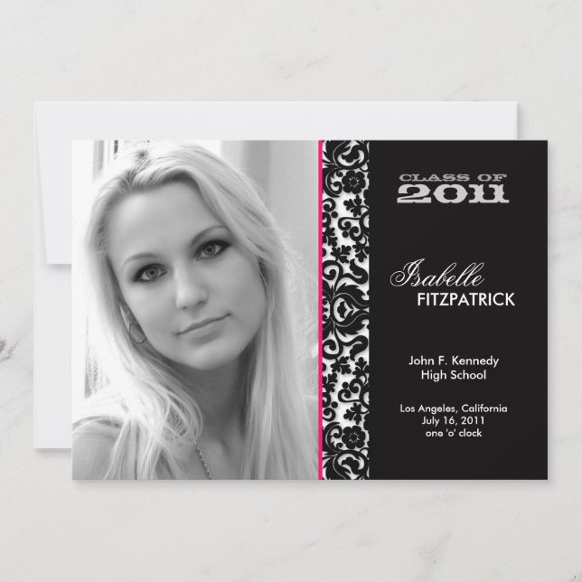 Dramatic Damask Studenten-meddelande Inbjudningar (Framsida)