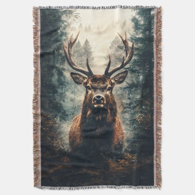 Dramatic Elk i Skogen Filt (Framsidan Vertikal)