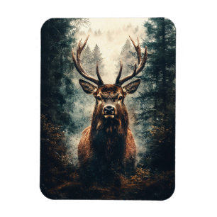 Dramatic Elk i Skogen Magnet