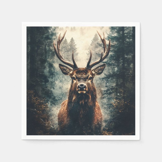 Dramatic Elk i Skogen Pappersservett (Framsidan)