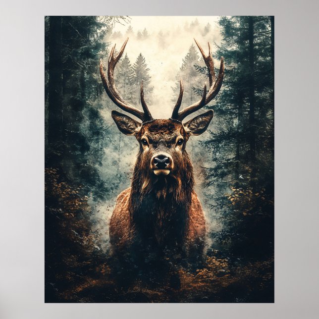 Dramatic Elk i Skogen Poster (Framsidan)